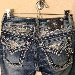 Miss Me Embroidered Bling Bootcut Jeans